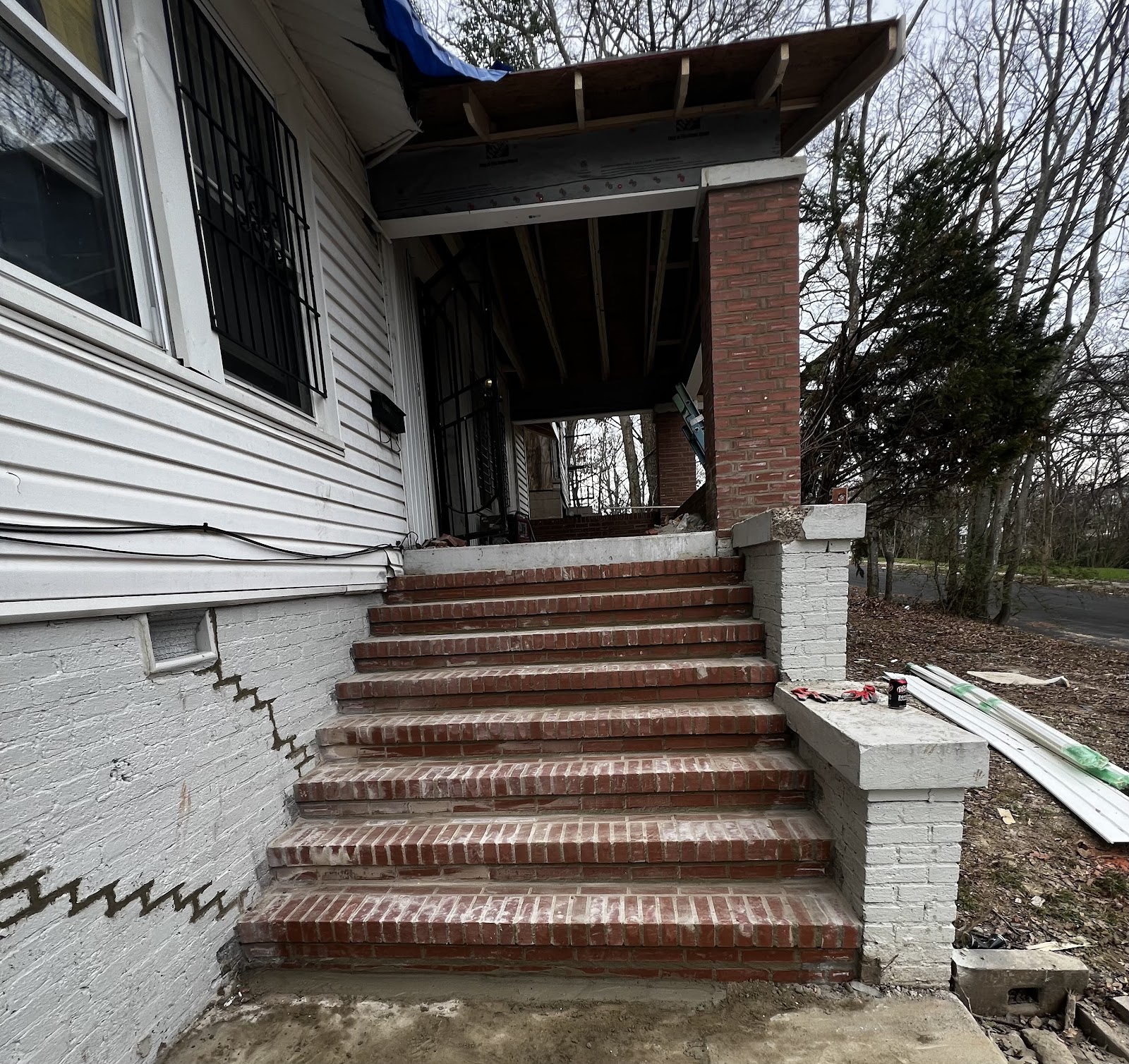 Brick porch stairs