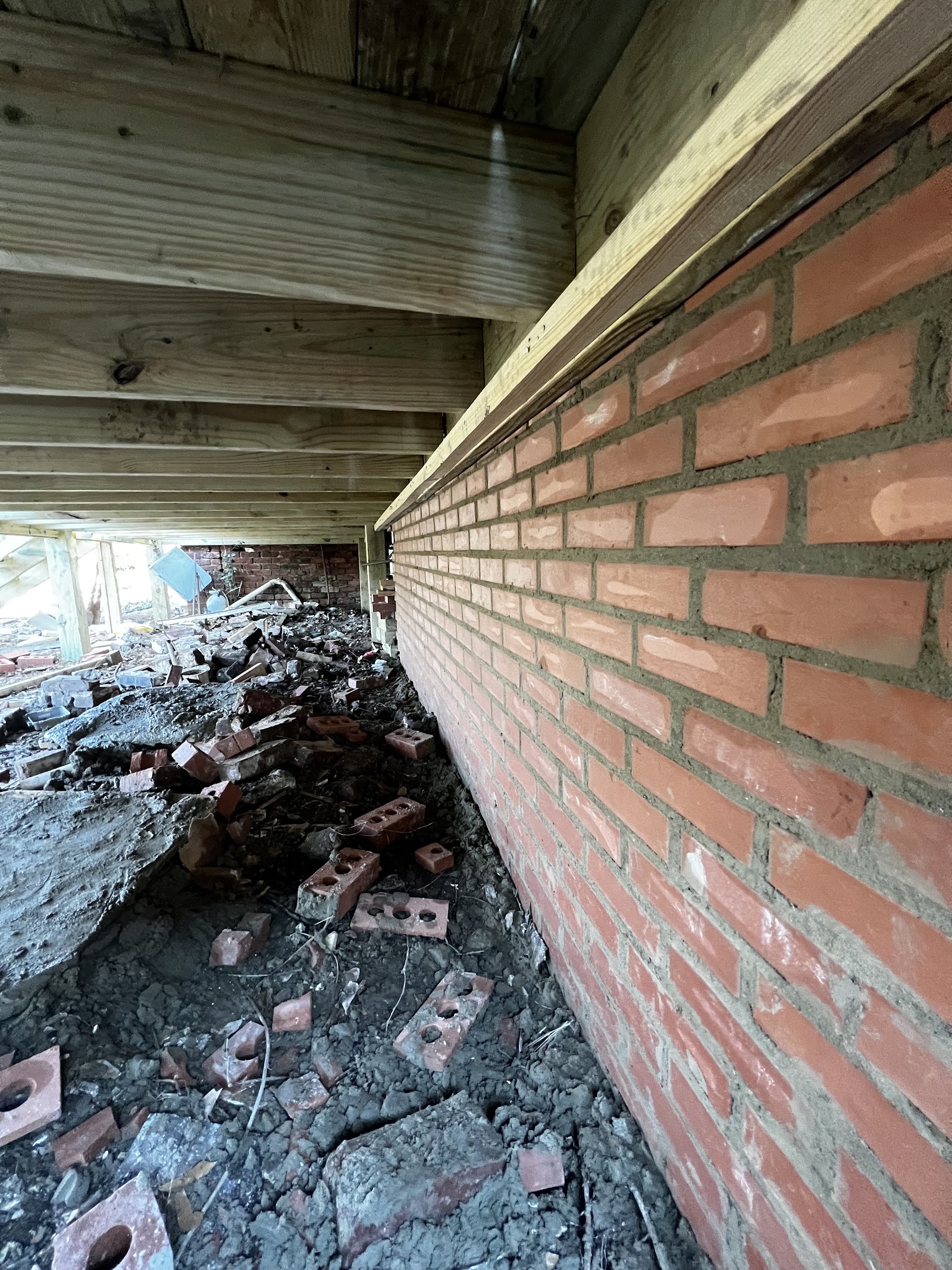 Brick foundation wall